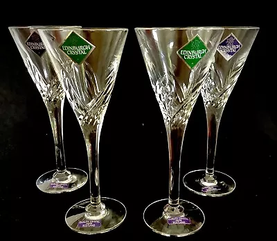 Buy 4 X New Edinburgh Crystal Wine Glasses In The Pattern “Rhapsody” • 25£