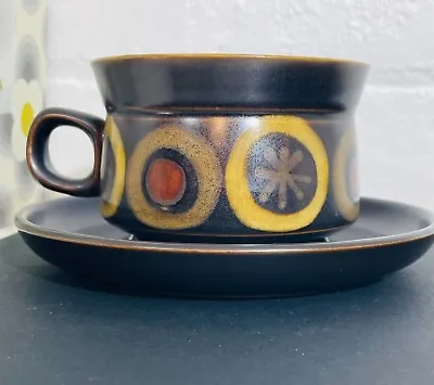 Buy Vintage Retro Mid Century Denby Stoneware Arabesque Breakfast Cup & Saucer Set • 18£