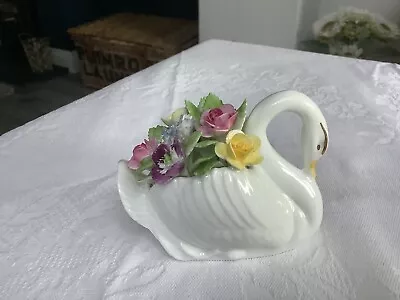 Buy Stunning Royal Adderley Bone China  Floral  Swan With Flower Bouquet - VGC • 0.99£