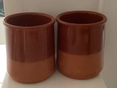 Buy 2 Brown Yoplait Small Part Glazed Stoneware Pots • 1.99£