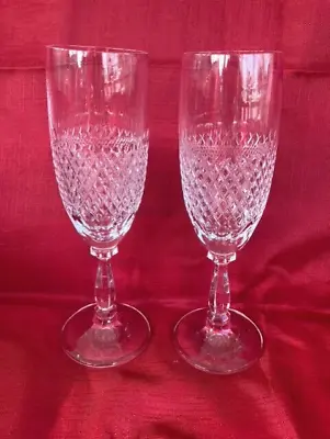 Buy 2 Lead Crystal Cut Glass Champagne/prosecco  Flutes • 7.99£
