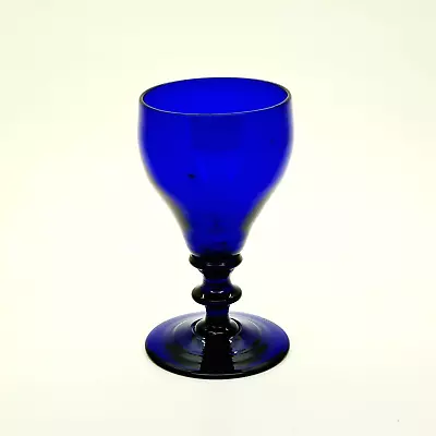 Buy Vintage Bristol Blue Cobalt Double  Knop Stem Rummer Type Glass • 22.99£