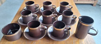 Buy Vintage 1970s Purbeck Pottery Coffee Cups Saucers Milk Jug Sugar Bowl • 25£