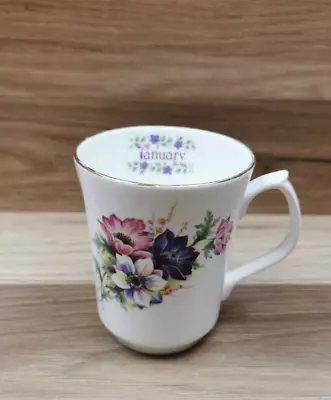 Buy Vintage Royal Grafton English Fine Bone China Flower Of The Month Mug - January • 9.99£