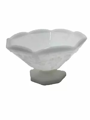 Buy VTG White Milk Glass Pedestal Footed Fruit Bowl Harvest Pattern  • 17.07£
