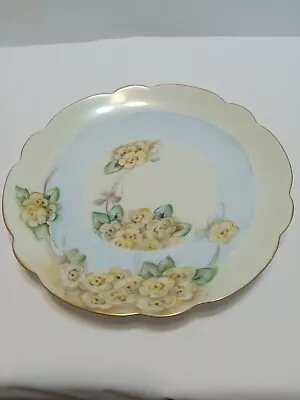 Buy Bavarian Yellow Floral Gold Rimmed Hand Painted 8  Porcelain Plate • 18.93£