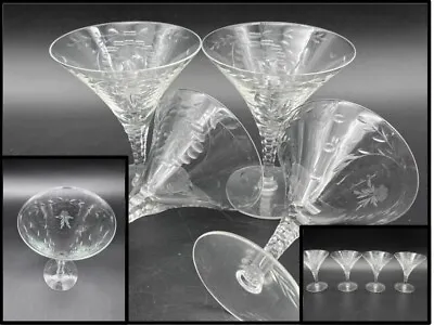 Buy Set Of 4 Antique Elegant Hand Blown & Cut Crystal Champagne Glasses Goblet Stems • 125.34£
