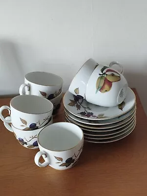 Buy Royal Worcester 'Evesham' Teacups And Saucers X 7 • 12.99£