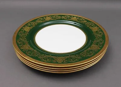 Buy Aynsley England Imperial 193 Laurel Green Gold 10 3/8  Dinner Plates Set Of 4 • 289.25£