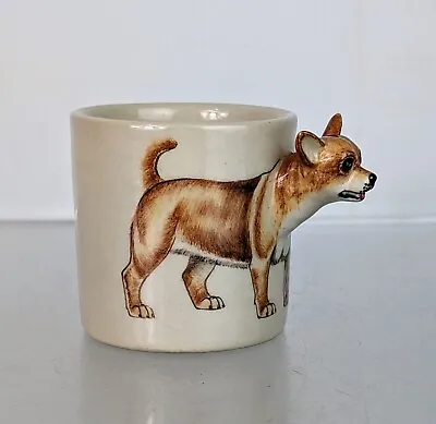 Buy Chihuahua Dog Espresso Coffee Cup 3D China Pottery Blue Witch Design HandPainted • 14.95£