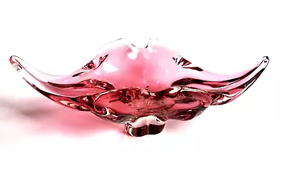 Buy Pink Glass Bowl Mid Century Art Glassware Interior Design Vintage Bowl • 129.99£