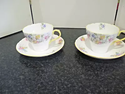 Buy Shelley Fine Bone China Wild Flowers 2x Cups And Saucers • 45£