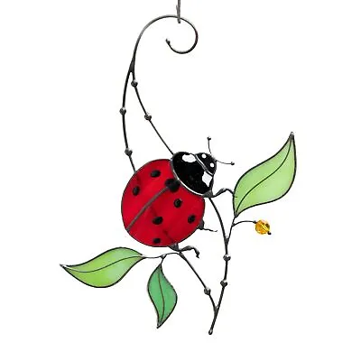 Buy CHRISTMAS Gift Ladybug Stained Glass Wall Hanging Ladybug Decor Light Catcher • 85.29£