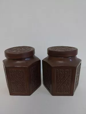 Buy Pair Of Vintage Tyn Linn Welsh Pottery Lidded Tea Jars/traditional Celtic Knot • 22£