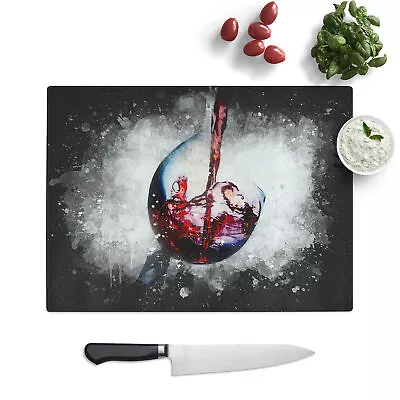 Buy Tilted Wine Glass Art Chopping Board Kitchen Glass Protector Worktop Saver • 24.95£