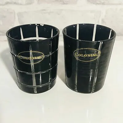 Buy Pair Of Vintage 'Colonial' Black Glass Tealight Candle Holders Votives • 9.99£