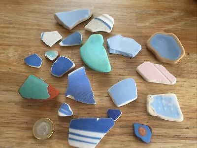 Buy Northumberland Beach Combing Blues Sea Pottery Ceramic Pieces Art Crafts • 5.99£