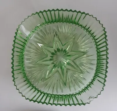 Buy Art Deco Sowerby Uranium Green Pressed Large Glass 10  Square Dish Circa 1930s  • 24.97£