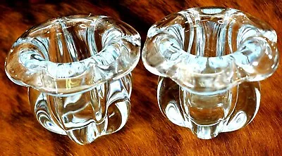 Buy Pair Of Orrefors Sweden Lead Crystal Thick Wall Vases Or Candle Holders • 71.13£