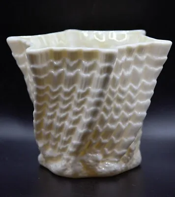 Buy Belleek Ireland Swirl Shell Planter Vase Irish Porcelain Yellow Luster 6th Mark • 24.11£