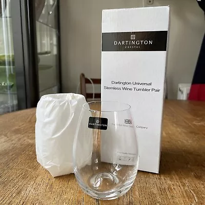 Buy Pair Of Brand New In Box Dartington Crystal Stemless Wine Glasses Tumblers X 2 • 12£