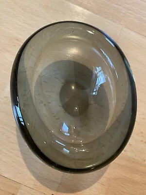 Buy 1950s Danish HOLMEGAARD PER LUTKEN Smoke Grey Art Glass Scandinavian Bowl Signed • 32£