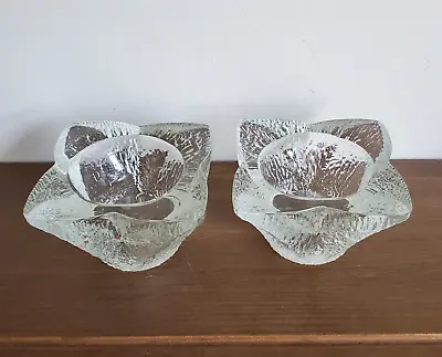 Buy Pair Of Vintage Indiana Glass Crystal Ice Candle Holders • 16£