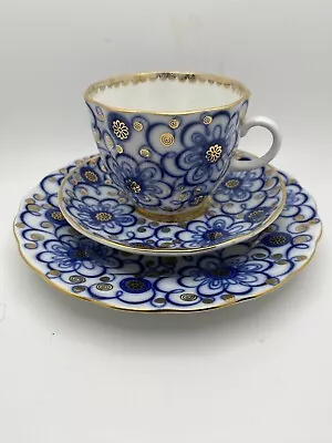 Buy Vintage Lomonosov USSR “Winding Twig” Cobalt Three Piece Teacup Set • 47.94£
