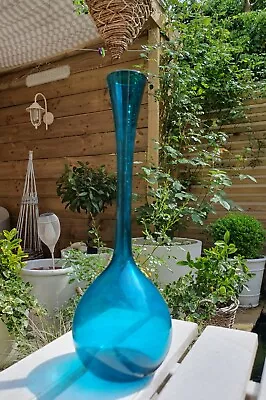 Buy Fab Vintage Swedish Gullaskruf Mid Century Teal Bulb Glass Vase By Arthur Percy  • 30£