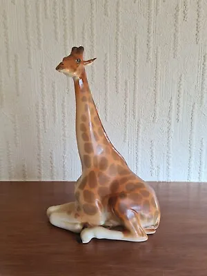Buy Vintage USSR Lomonosov Porcelain Giraffe Resting Figurine, Excellent Condition. • 70£