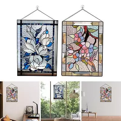 Buy 2x Stained Glass Rectangle Window Hangings Panel • 15.80£