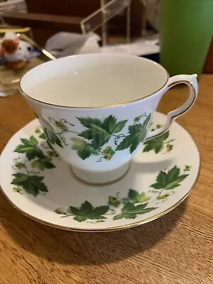 Buy Queen Anne Bone China Made In England  Grape Vine  Cup And Saucer; Gold Trim • 10.02£