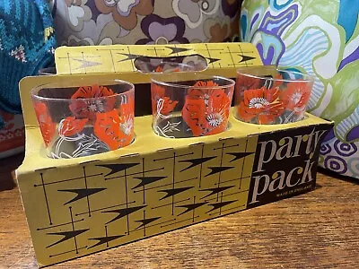Buy FAB Vintage Retro 60’s Floral Glassware Tumblers 6 Piece Party Pack BOXED • 24£