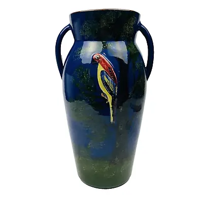 Buy English Longpark Torquay Bird Relief Blue Pottery Vase Parrot Vase Large Vase • 48.25£