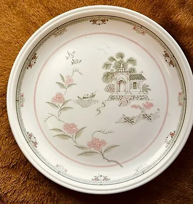 Buy RARE Biltons Vintage Plate | Green & Pink Floral Oriental House Scene | 9.5in • 19.99£