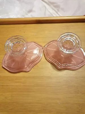 Buy Pink Glass Candle Holders • 10£