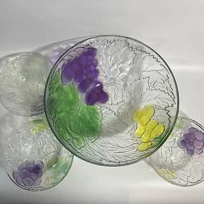 Buy Glass Punch Bowl X 4 Coloured Embossed Fruit - 10.5  Wide 6” Wide • 30£