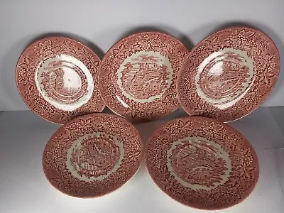 Buy 5x English Ironstone Tableware Vintage Red Replacement Saucer 14cm • 7£