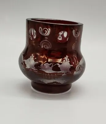 Buy Vintage Red Clear Glass Vase 2.5  • 12.24£