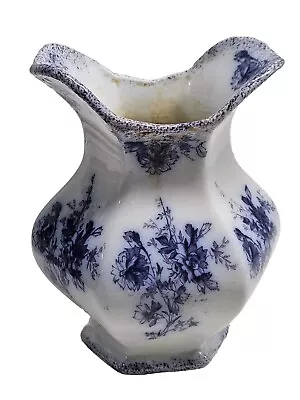 Buy Antique W H Grindley Flow Blue Floral Vase England  5  • 46.22£
