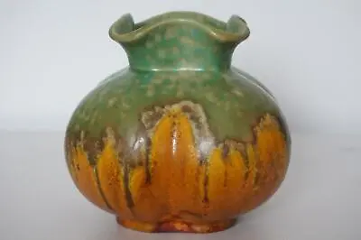 Buy Drip Glaze Pottery Vase Marked Cromer - Ruskin Style - 20th Century • 45£