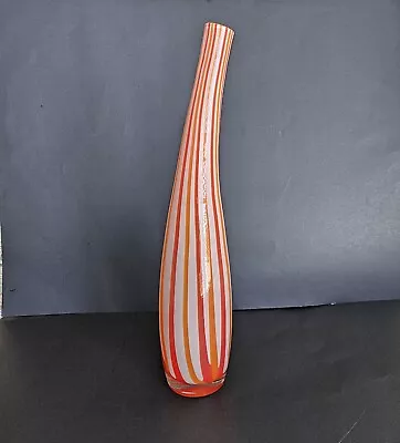 Buy MCM Art Glass Blown Glass Bent Vase Orange & Red  • 37.80£