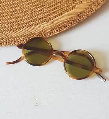 Buy Vintage 1930’s Celluloid Tortoise Shell Round Yellow Glass Sunglasses • 85£