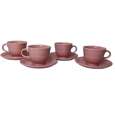 Buy Fiestaware 4 Tea Cups Homer Laughlin Rose Pink And Saucers Set Lead Free • 30.75£