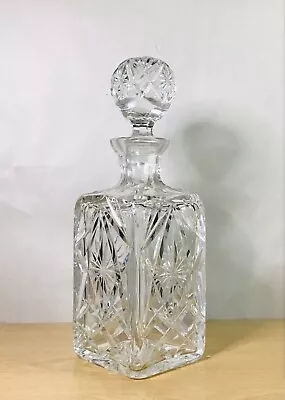 Buy Vintage Heavyweight Lead Crystal Cut Glass Square Whiskey Decanter With Stopper • 24£