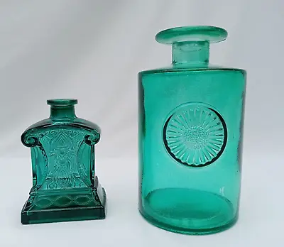 Buy 2 X Green Glass Bottle, Bud Vases • 13£