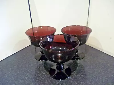 Buy Vintage Set Of 3 Amethyst Glass Bon Bon Bowls • 17£