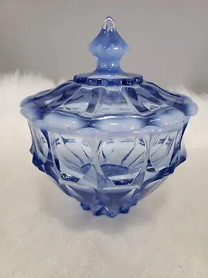 Buy Fenton Blue Opalescent Valencia Colonial Lidded Candy Dish Glass Vintage Lidded • 40.44£
