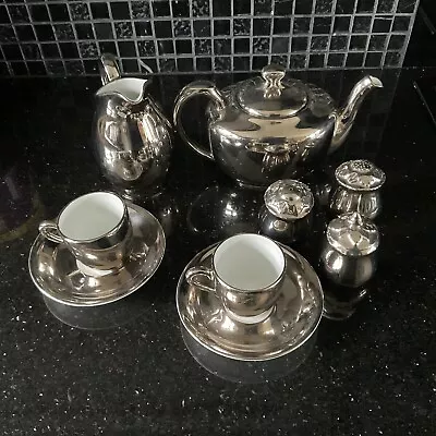 Buy Royal Worcester Ceramic SilverLustre Teapot Set • 30£