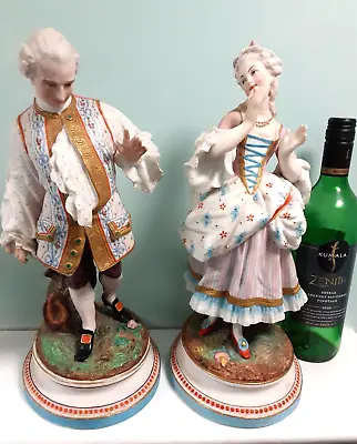 Buy Antique 19thc French Limoges Paris Porcelain Large Figurines Bisque 37cms Tall • 295£